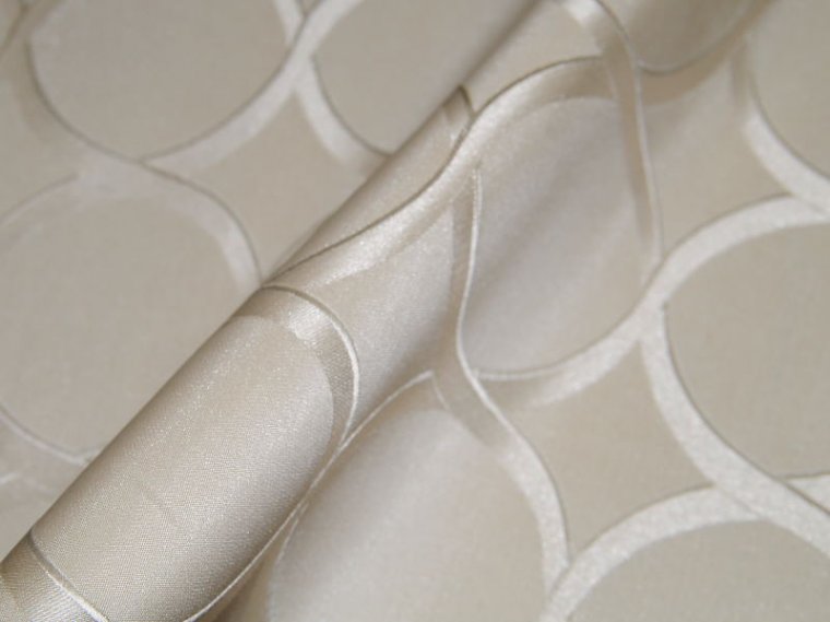 Modern Ivory Interlocking Ring Design Fabric Looks like Silk Perfect