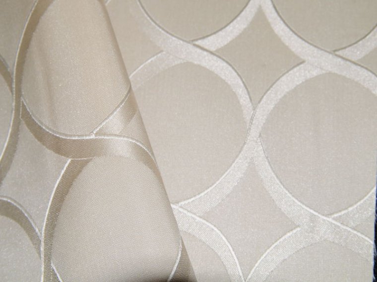 Modern Ivory Interlocking Ring Design Fabric Looks like Silk Perfect