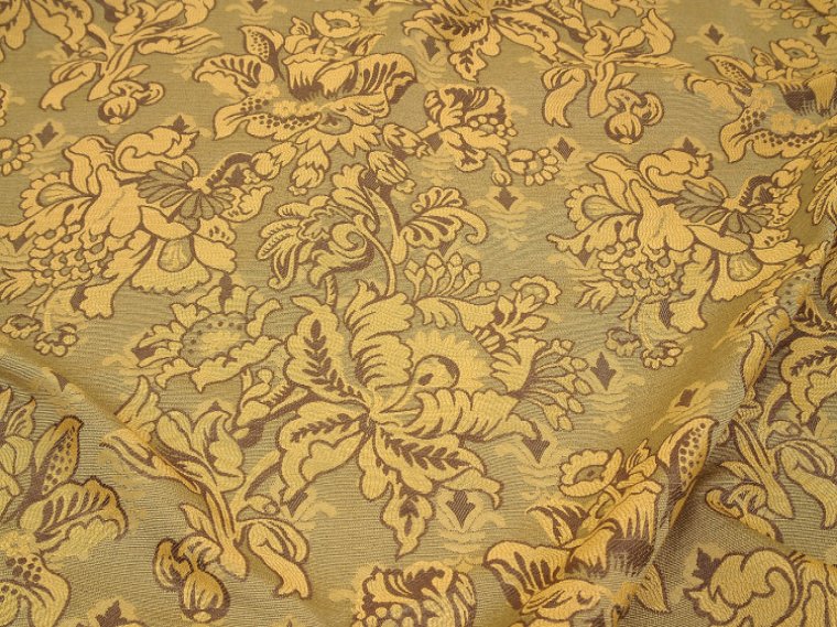 Heavy Woven Damask Fabric, Rich Earth Tones of Brown, Gold & Taupe