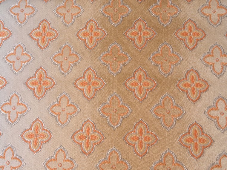 Beautiful Flowers Embroidered w/ Metallic Thread on Damask for