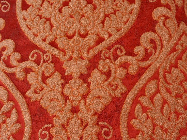 Rich red 3 Dimensional Washable Damask Fabric for Upholstery, Drapery
