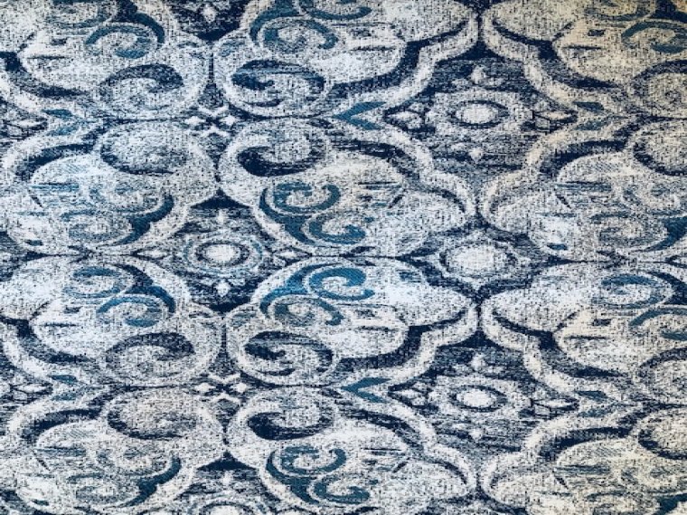 Indigo Blue tapestry damask fabric for Upholstery
