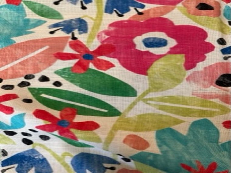 3 COLORS / Linen Floral Multicolor Fabric with Bonded Quilting Batting –  Classic Modern Fabrics